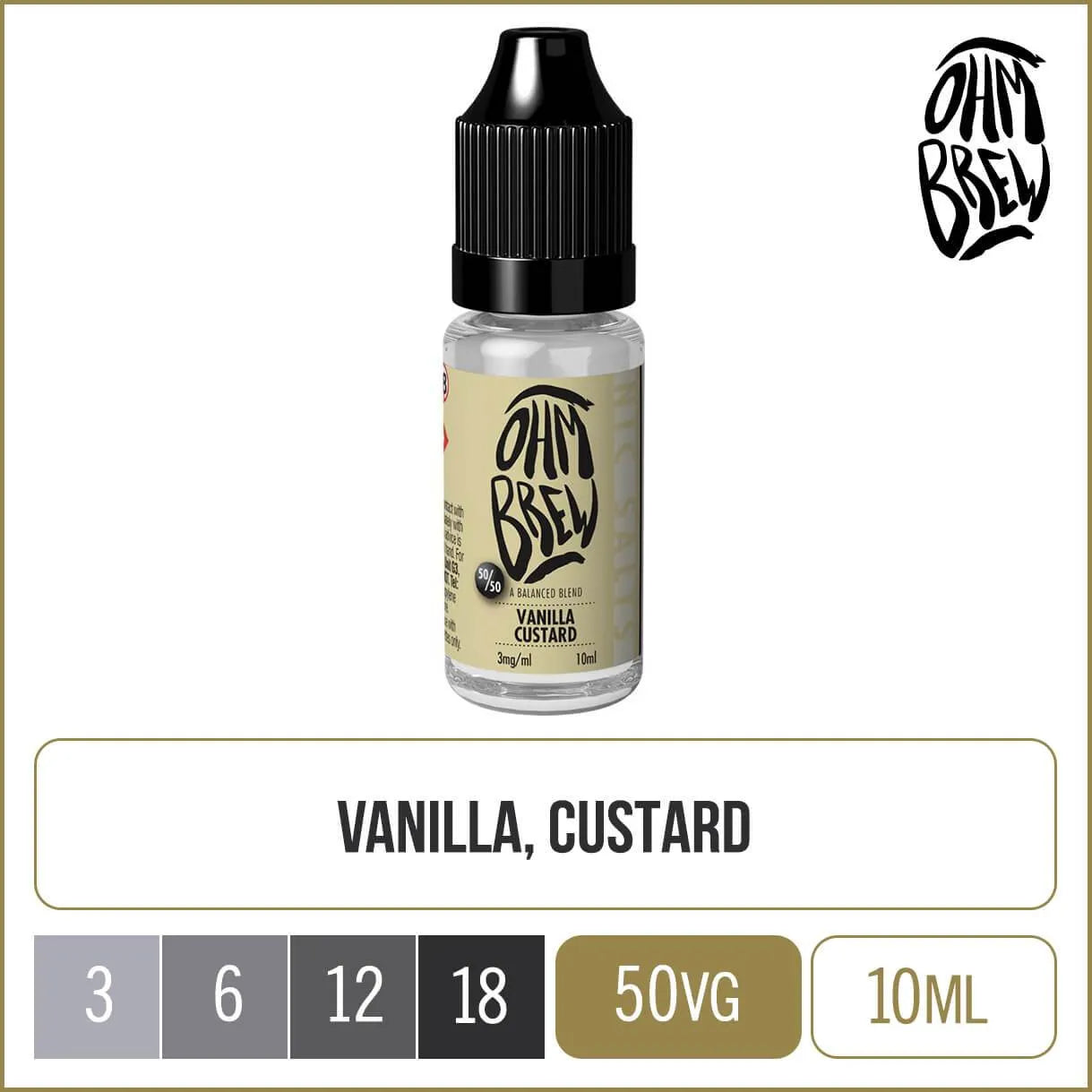 Ohm Brew 50/50 Vanilla Custard 10ml