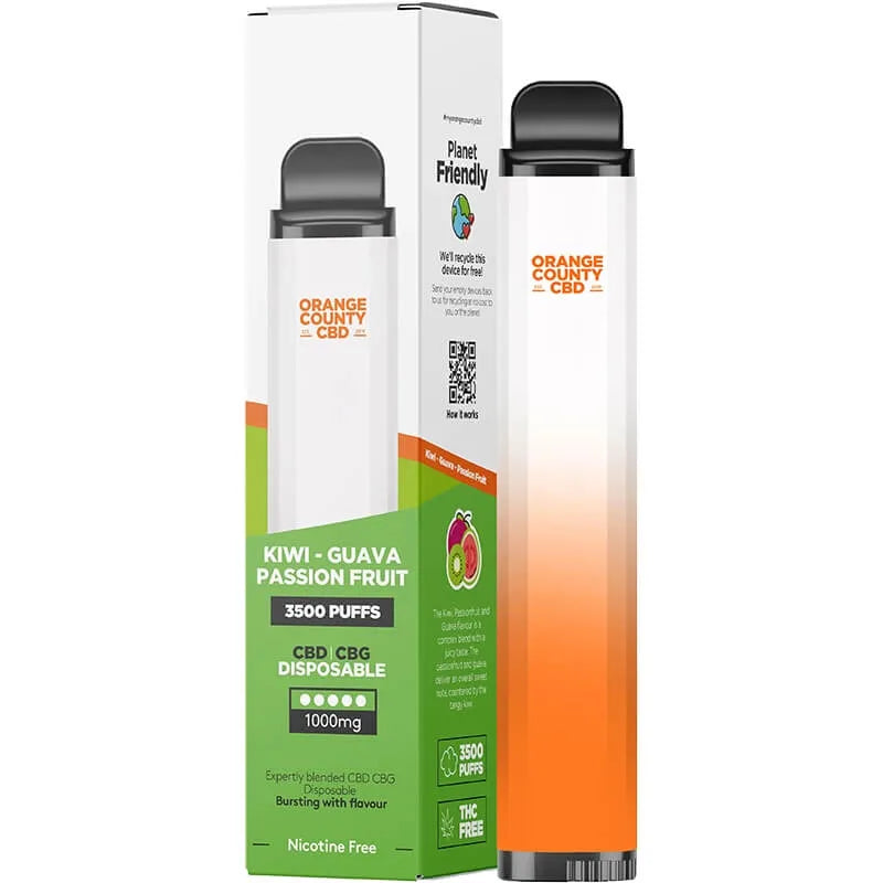 Orange County CBD Guava & Passionfruit 1000mg CBD + CBG Disposable Vape 10ml