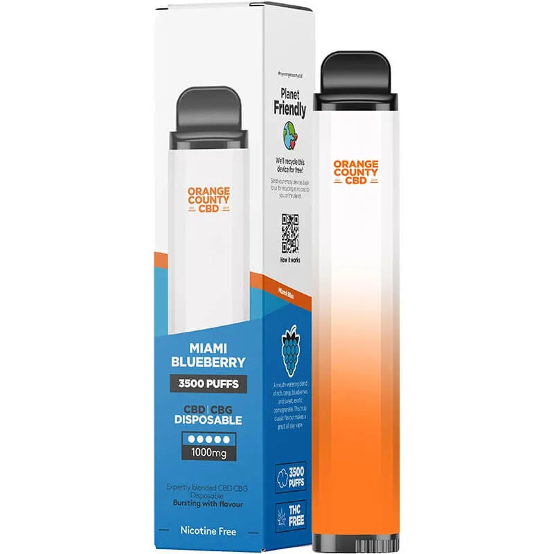 Orange County CBD Miami Blueberry 1000mg CBD + CBG Disposable Vape 10ml