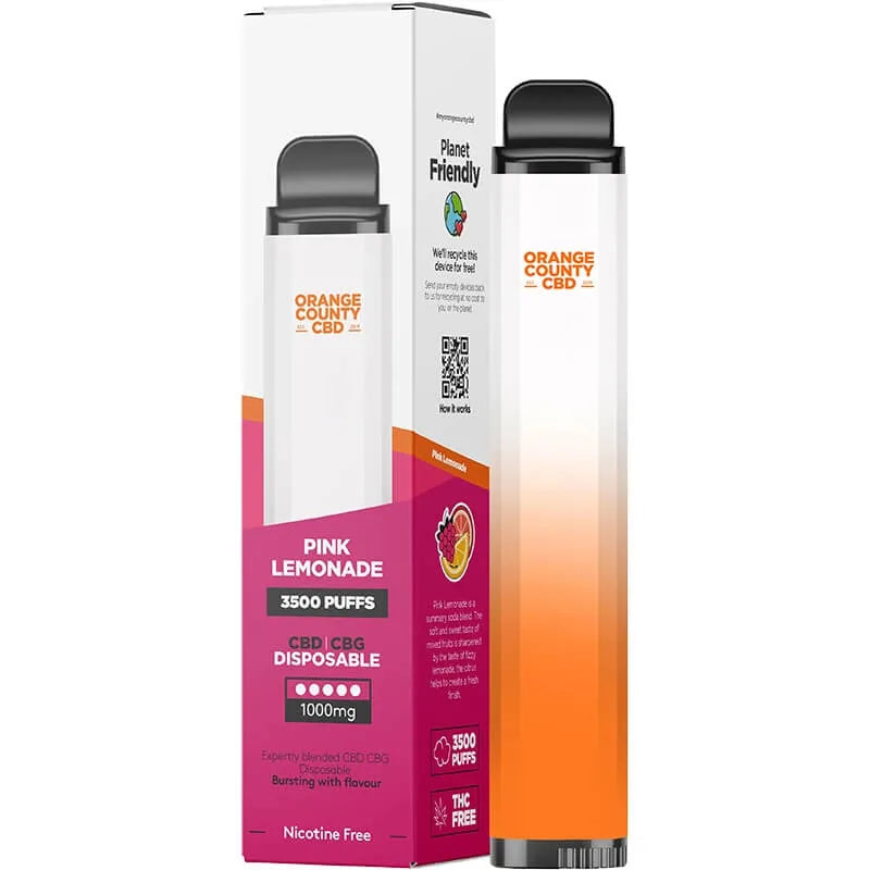 Orange County CBD Pink Lemonade 1000mg CBD + CBG Disposable Vape 10ml