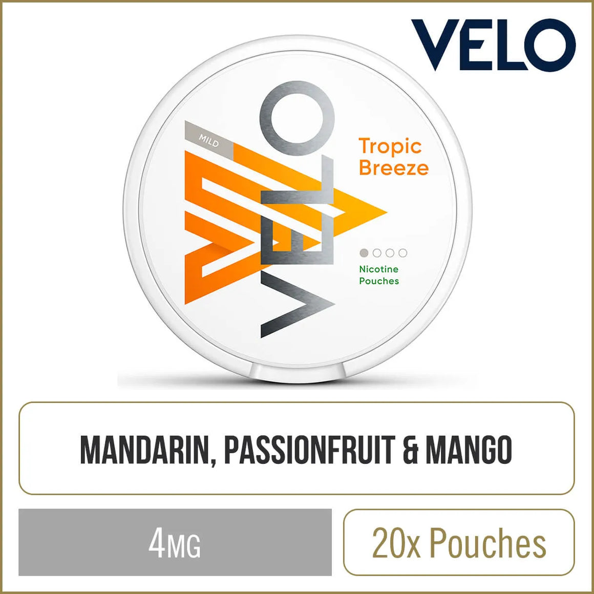 VELO Tropical Breeze Nicotine Pouches 20 Pack